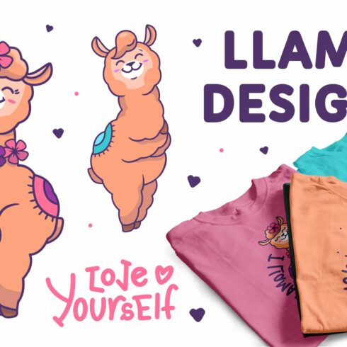 Llama loves you. Apparel designs cover image.