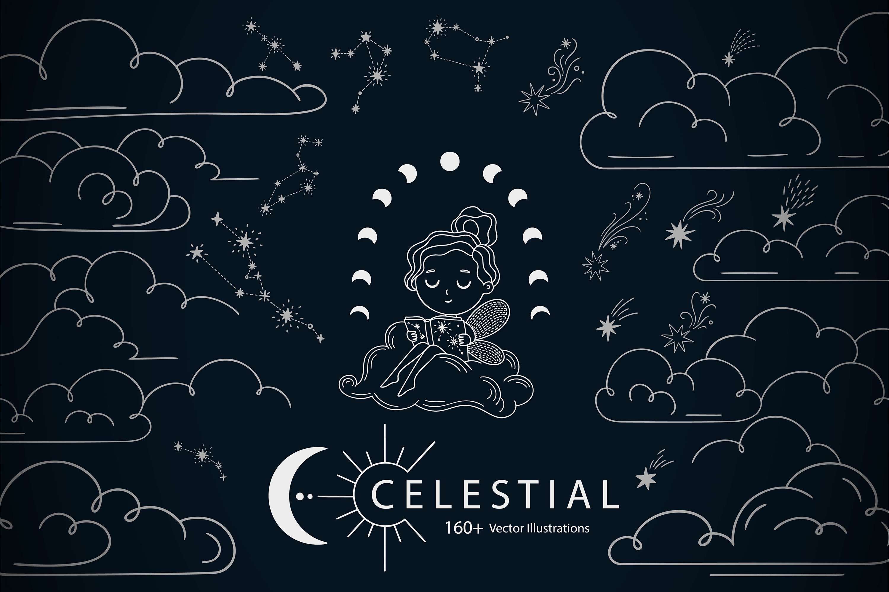 Celestial - Stars and Moons Cliparts cover image.