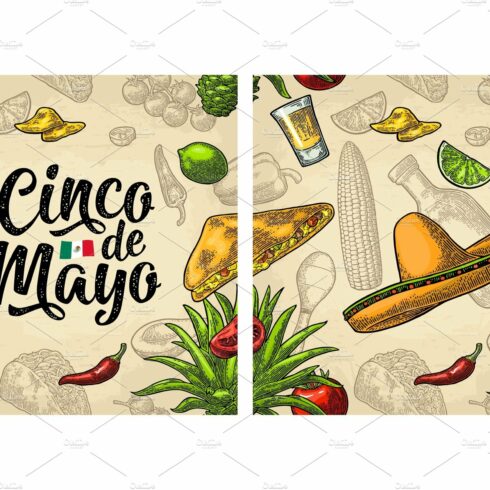 Seamless pattern mexican food and cover image.