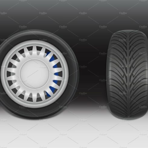 Vector 3d realistic black tire with cover image.