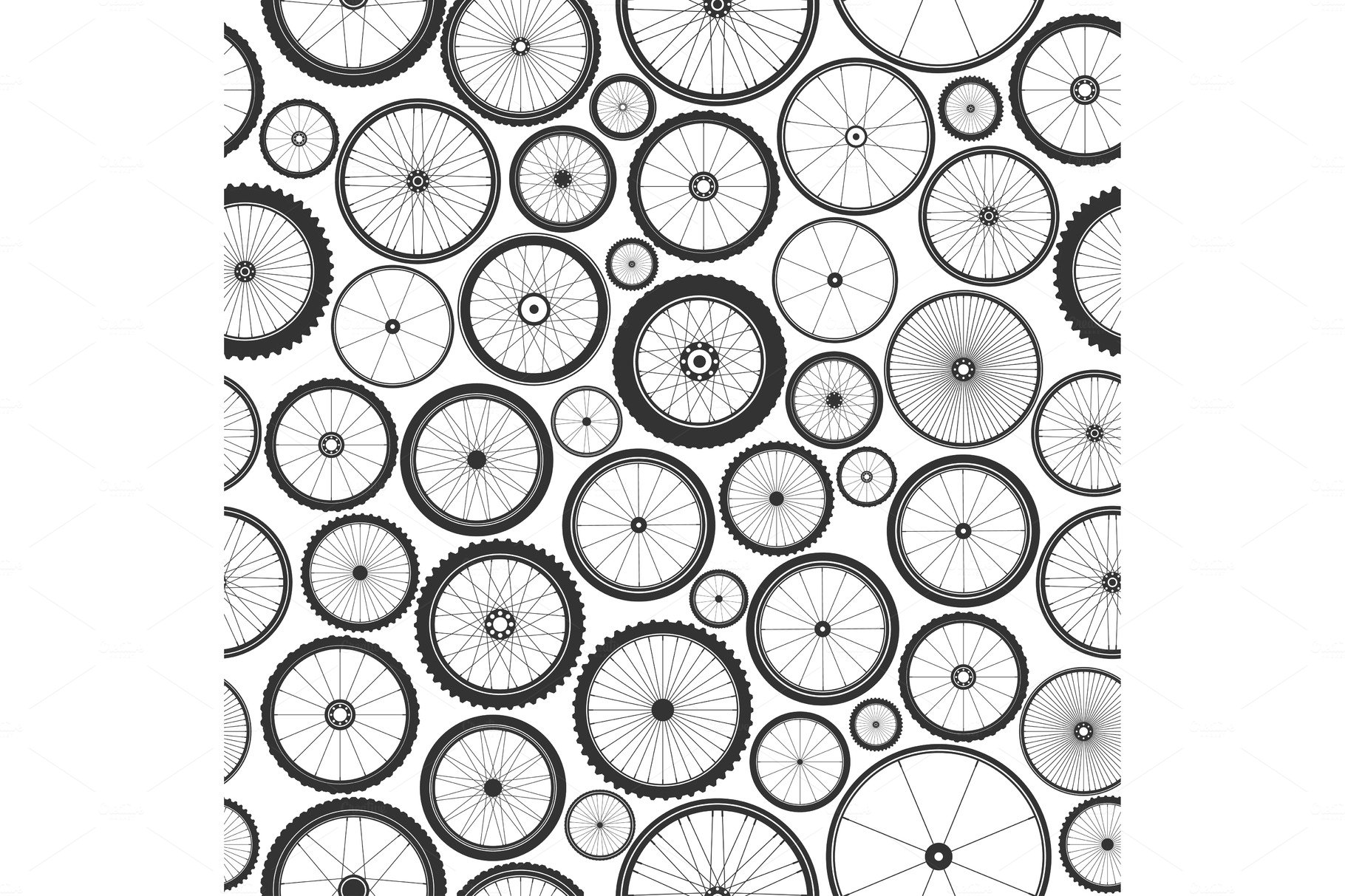 Bicycle wheel seamless pattern. Bike cover image.