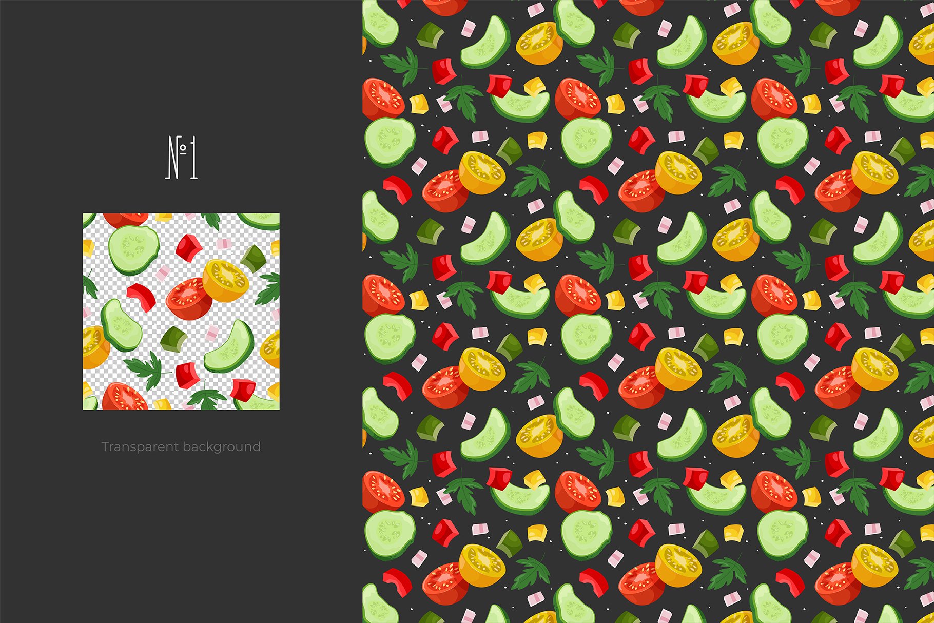 Tomatoes Vector Patterns preview image.