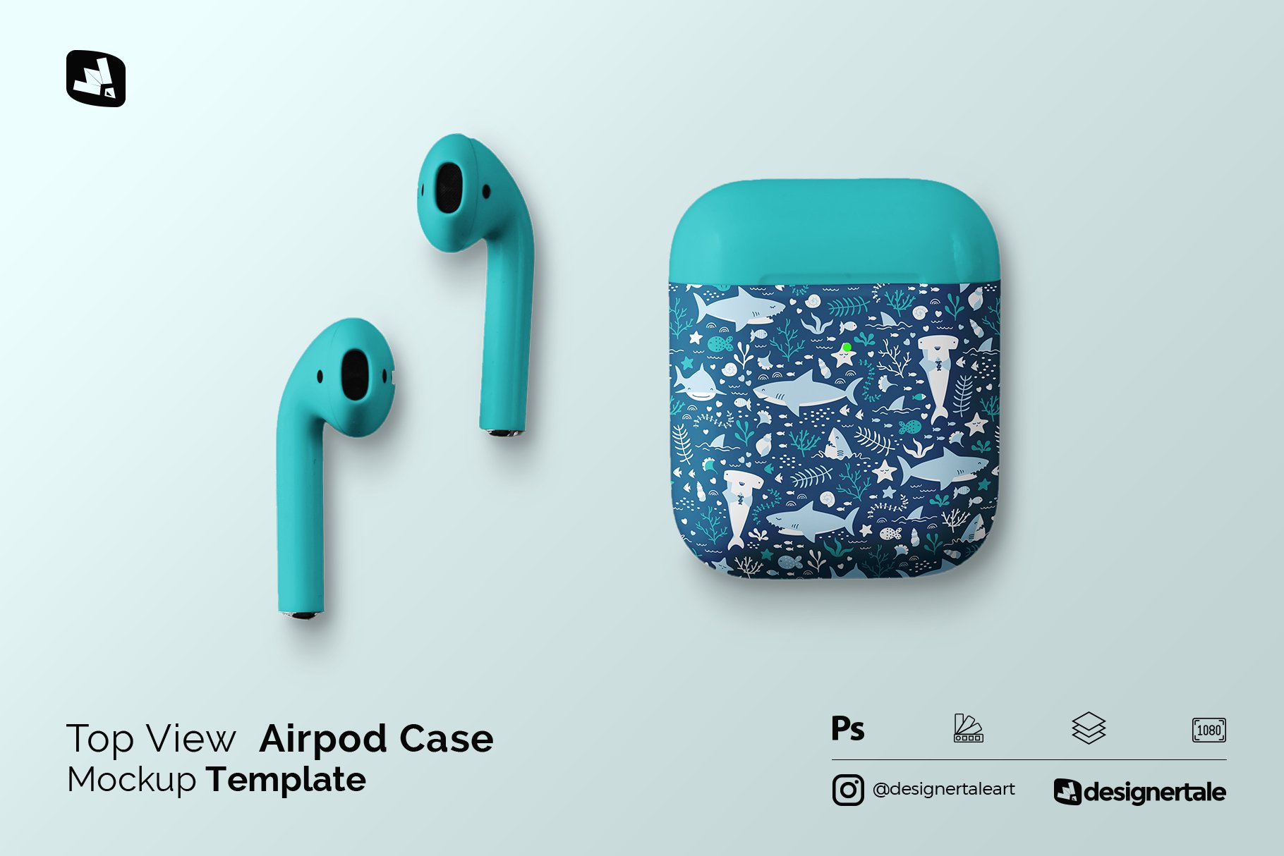 Top View Airpod Case Mockup cover image.