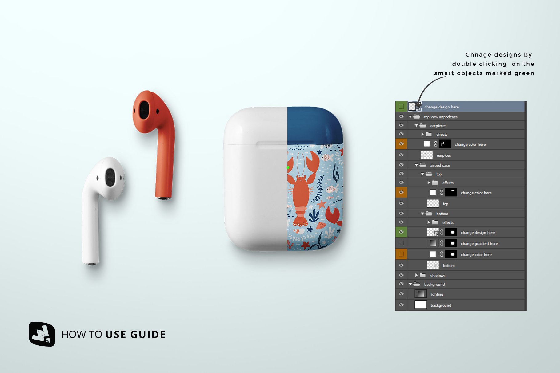 Top View Airpod Case Mockup preview image.
