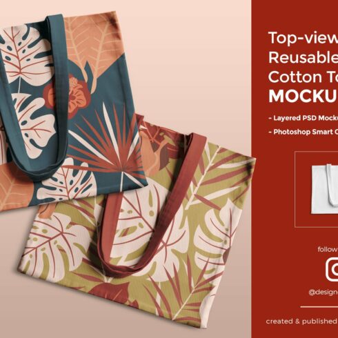 Reusable Cotton Tote Bag Mockup cover image.