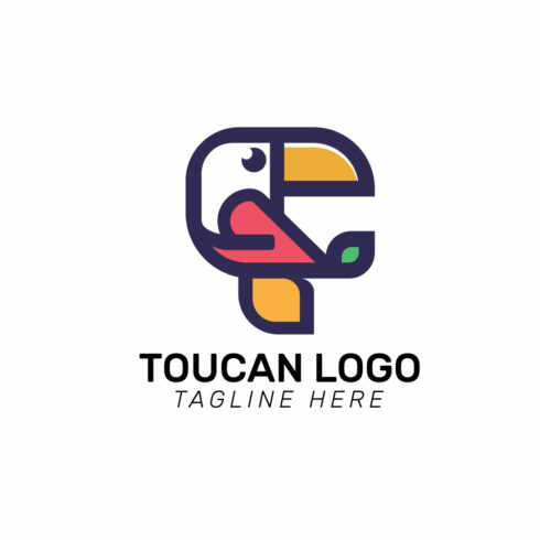 Toucan logo Tropical bird flat emblem design cover image.