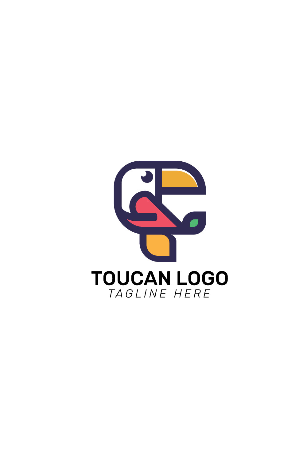 Toucan logo Tropical bird flat emblem design pinterest preview image.