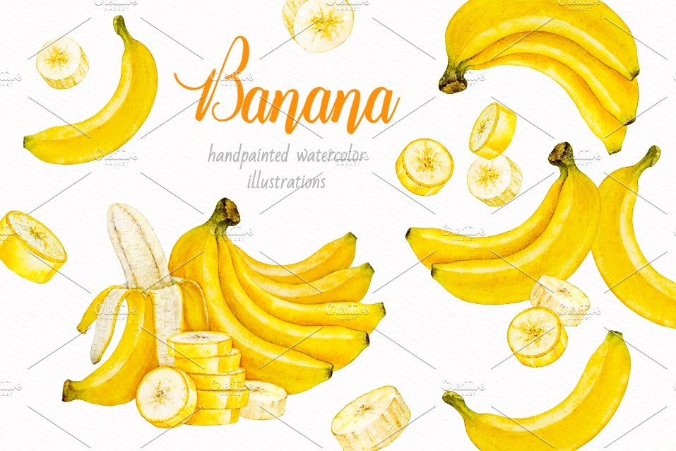 Banana. Watercolor. cover image.