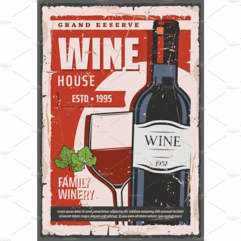 Winery industry, red wine bottle cover image.