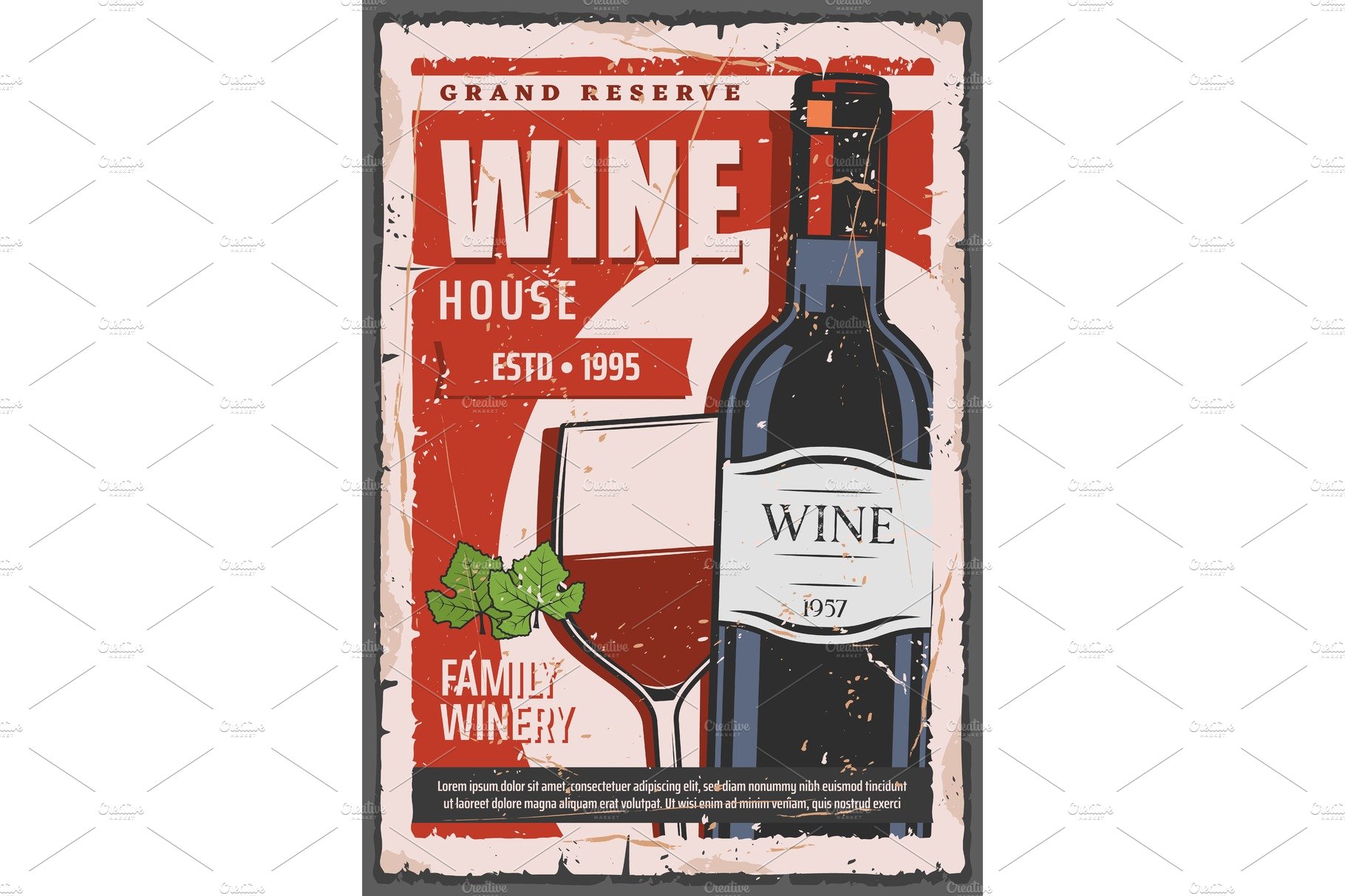 Winery industry, red wine bottle cover image.