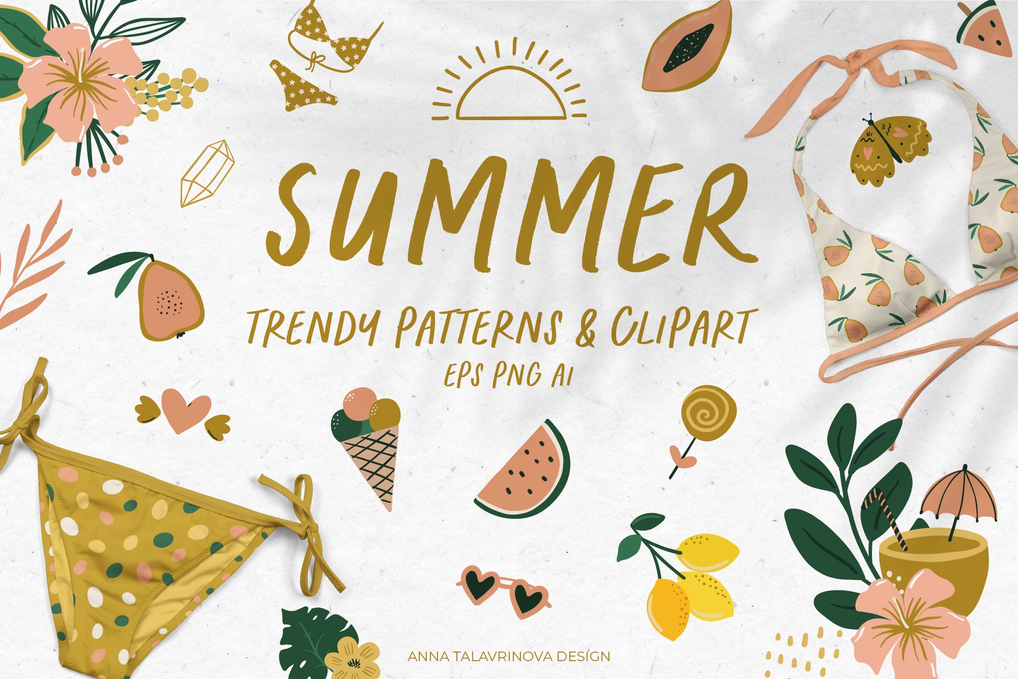 Summer pattern & clipart cover image.