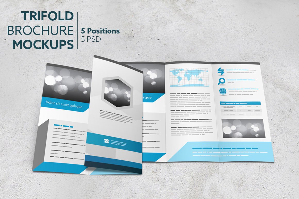 Trifold Brochure Mockups cover image.