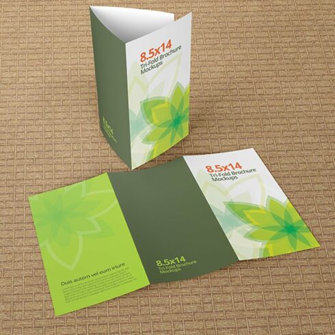 Trifold Brochure Mockups 8.5x14 size cover image.