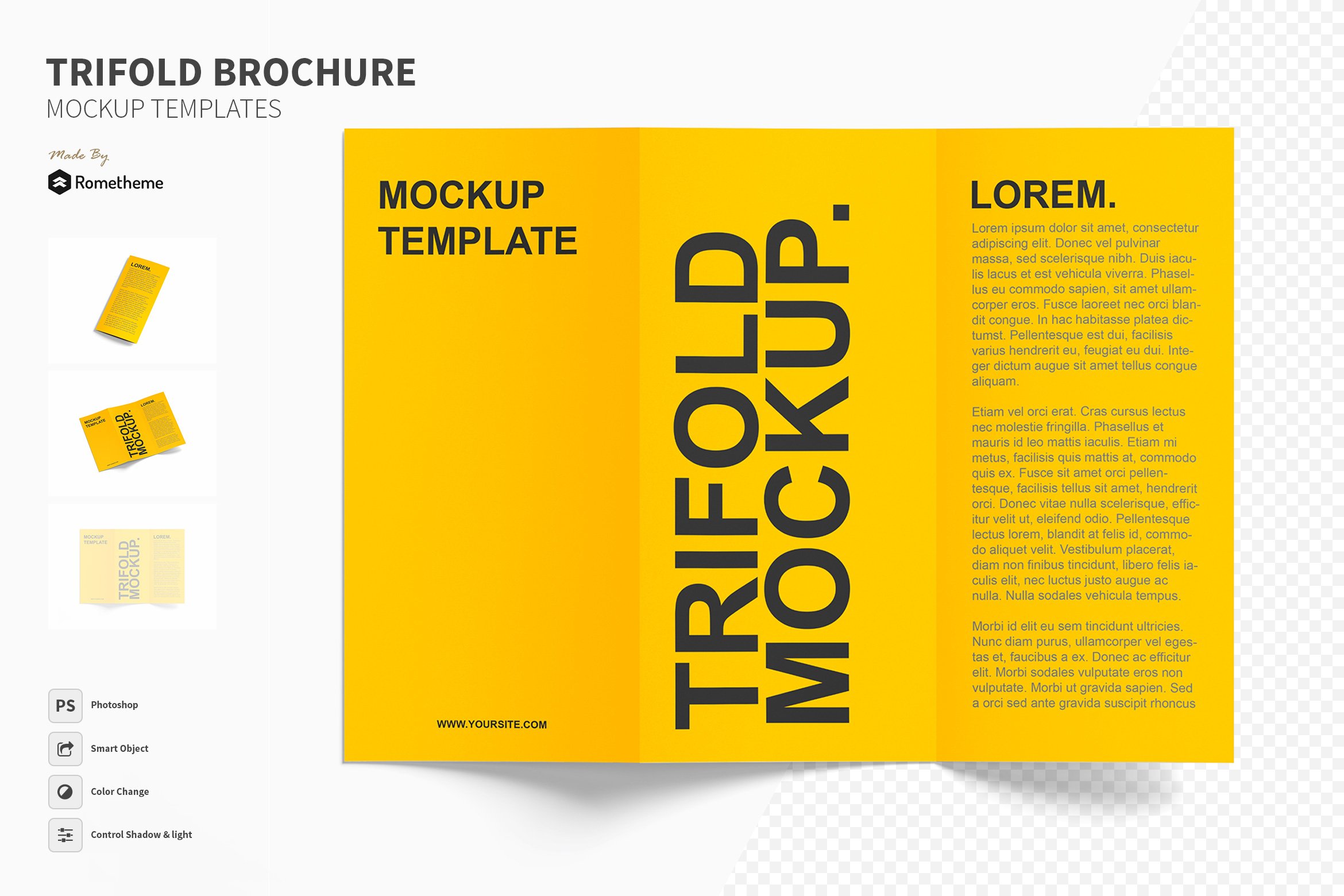 Trifold Brochure mockups vol.01 FH cover image.