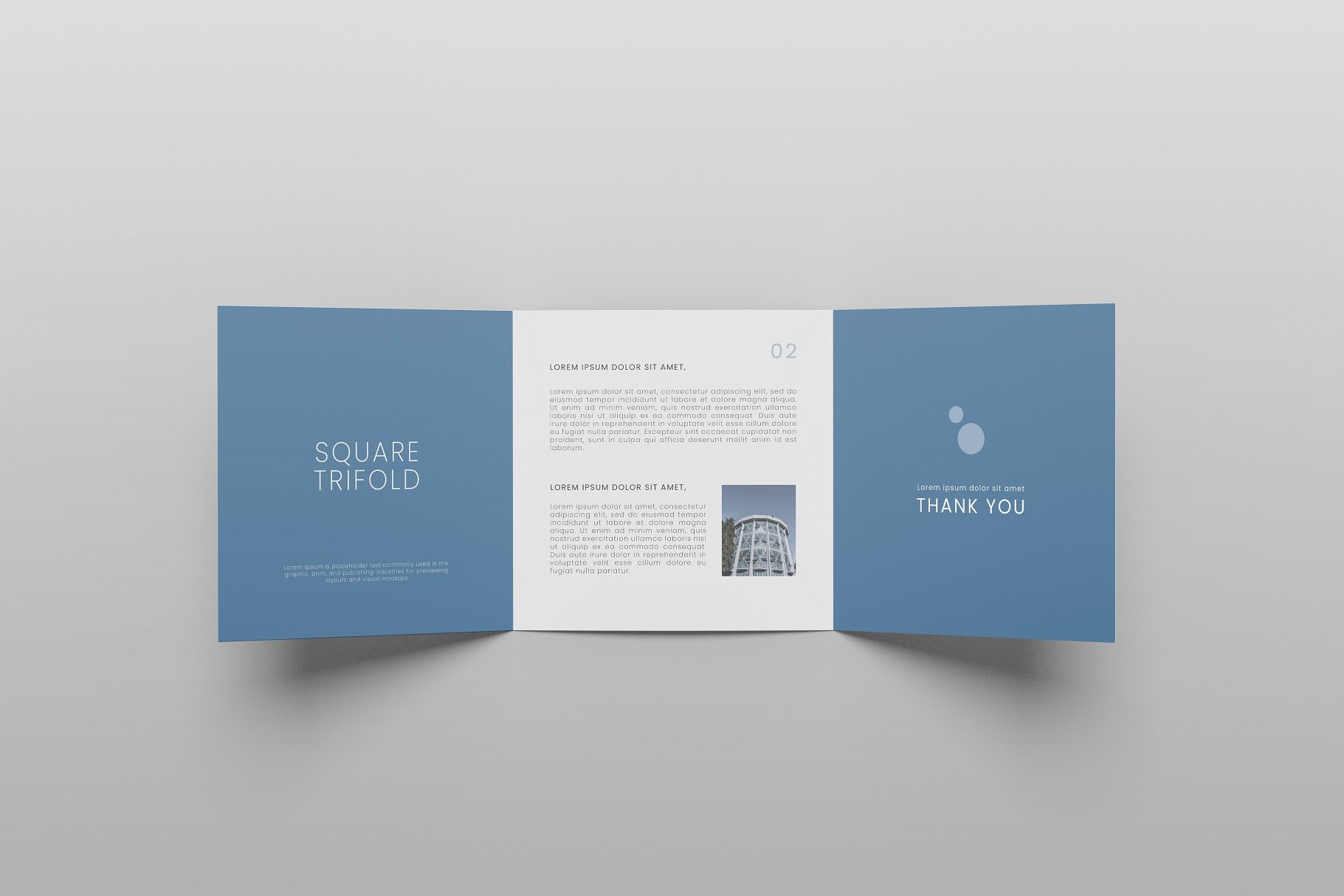 Trifold Square Brochure Mockup preview image.