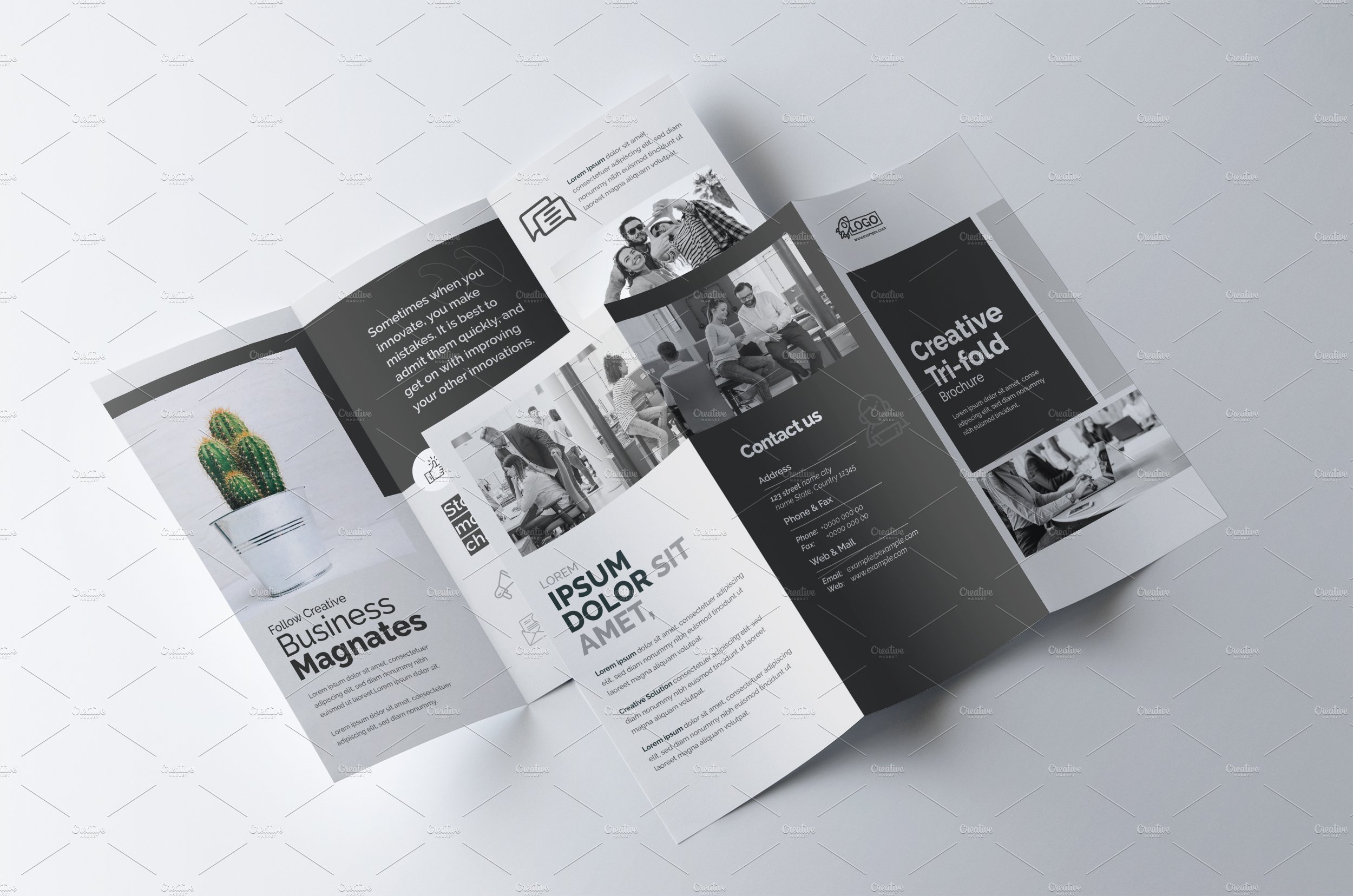 Minimal Trifold Brochure Template preview image.