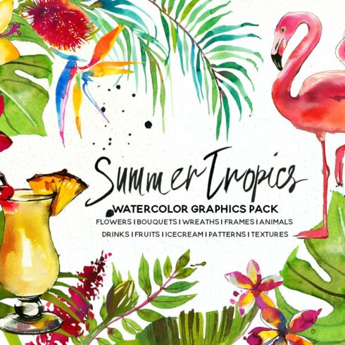 Tropic Watercolor Flowers & Animals cover image.