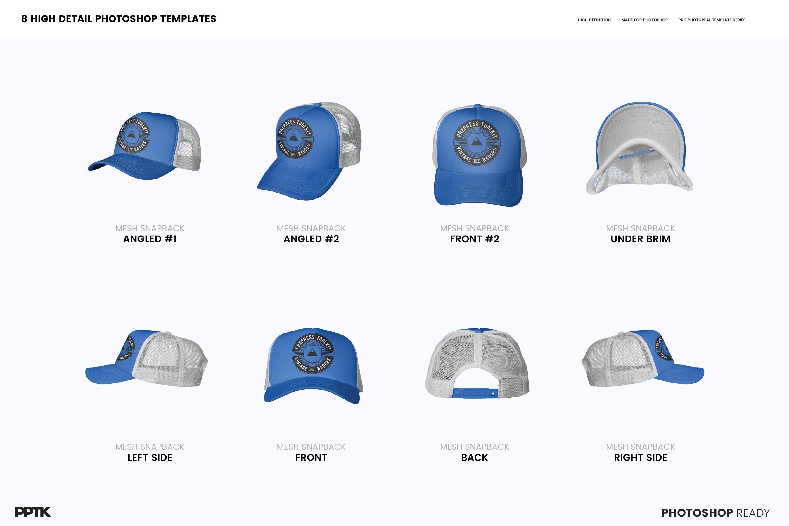Trucker Cap Photoshop Template preview image.