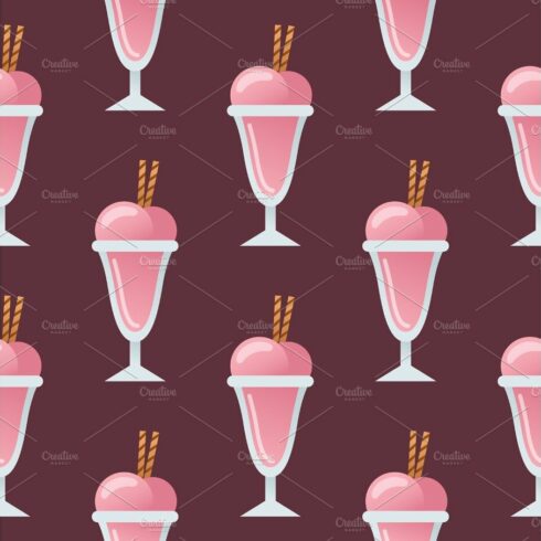 ice cream seamless pattern background dessert vector illustration strawberr... cover image.