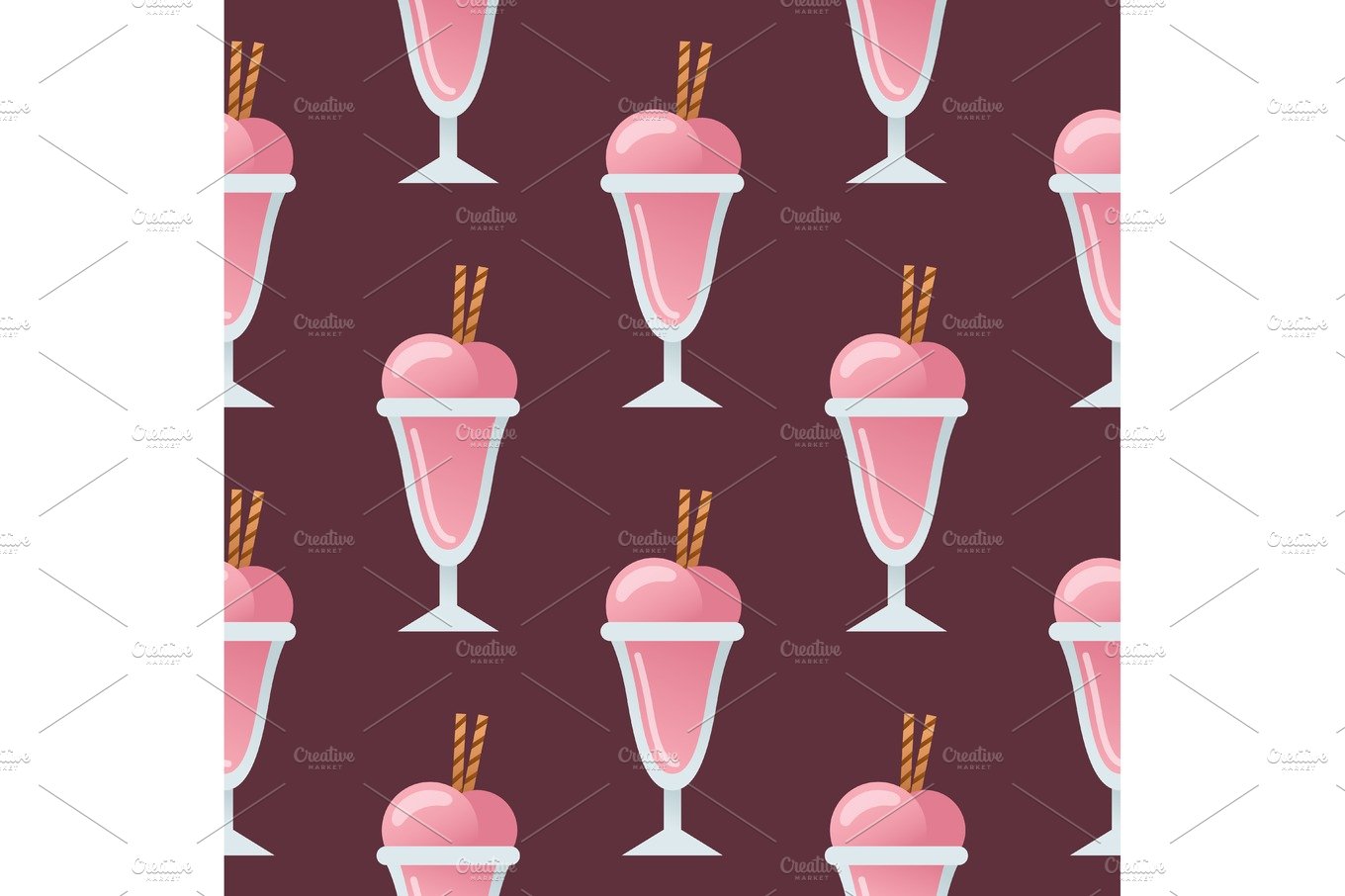 ice cream seamless pattern background dessert vector illustration strawberr... cover image.