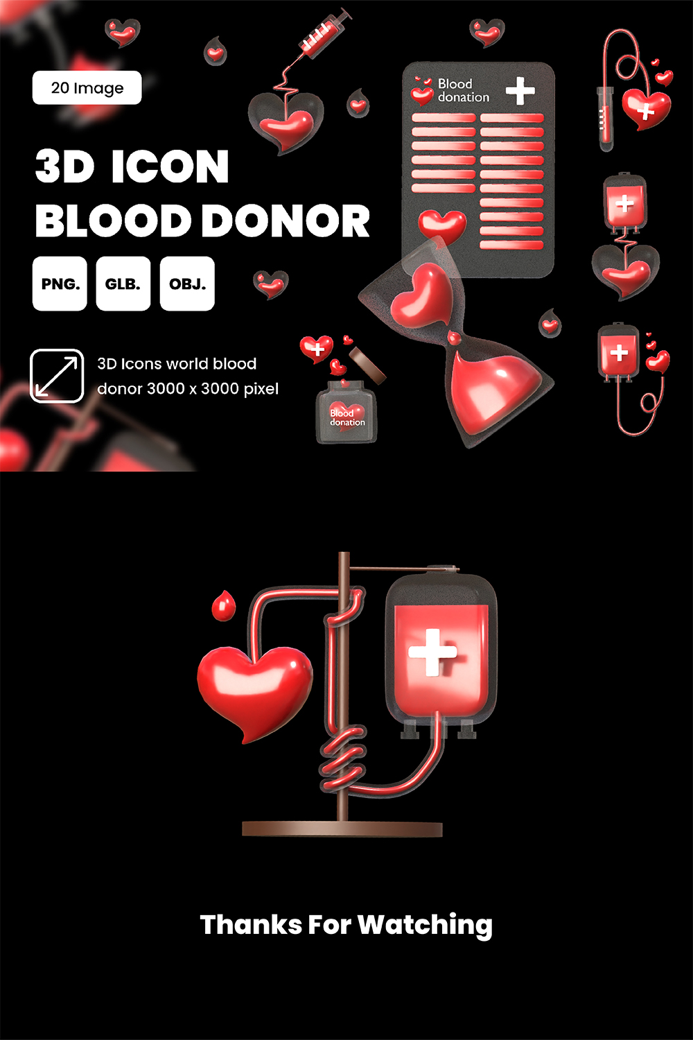 3d icon blood donor pinterest preview image.