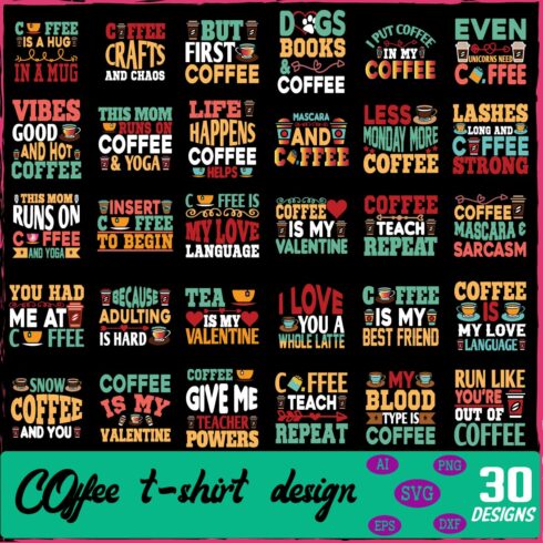 coffee t-shirt design bundle cover image.