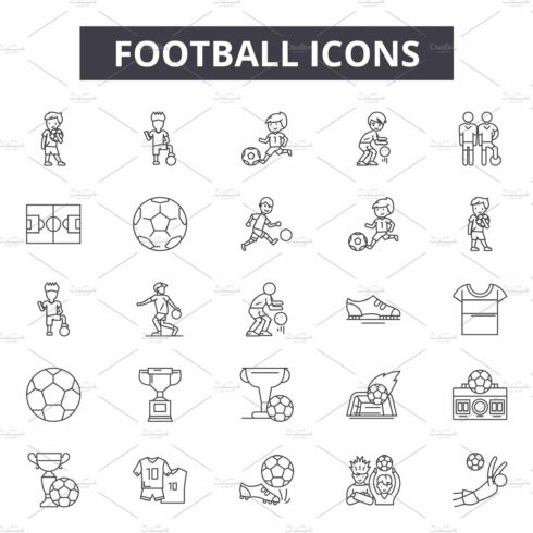 Football line icons for web and cover image.