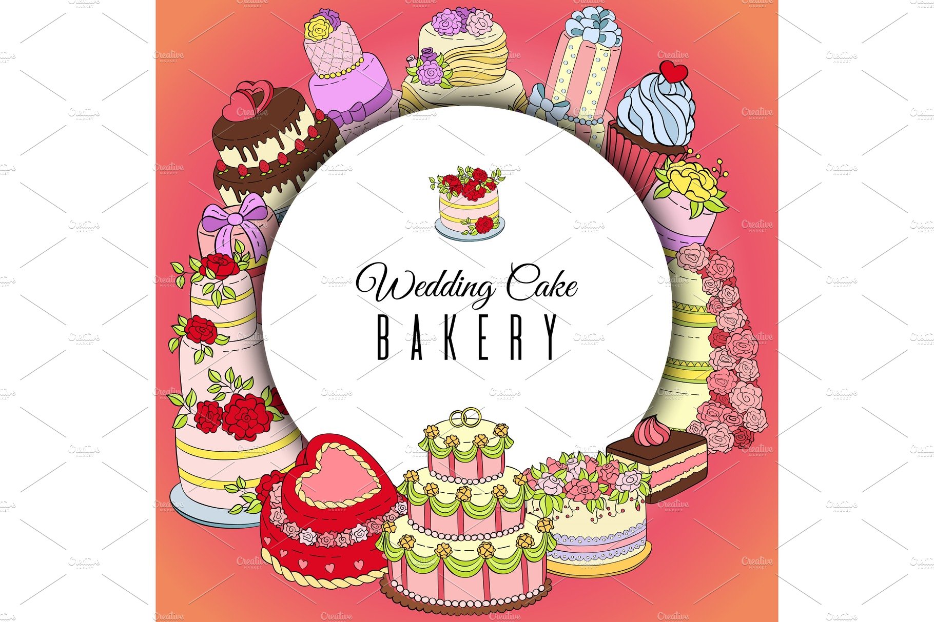 Wedding cake bakery round pattern cover image.