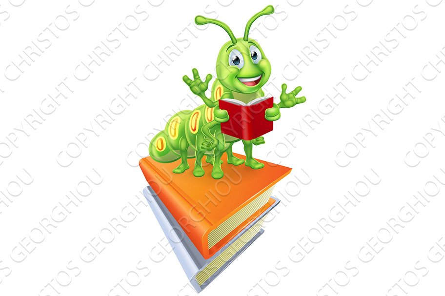 Reading Caterpillar Worm Bookworm on cover image.