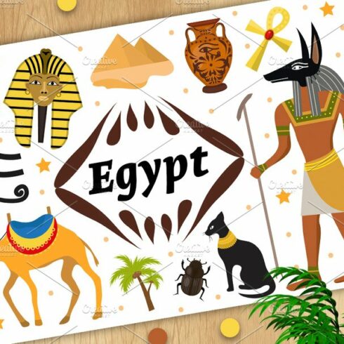 Ancient magic Egypt set icons cover image.