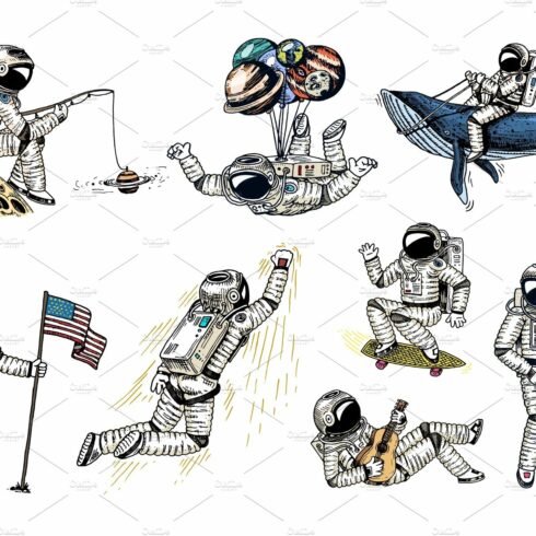 Set of Astronauts in space cover image.