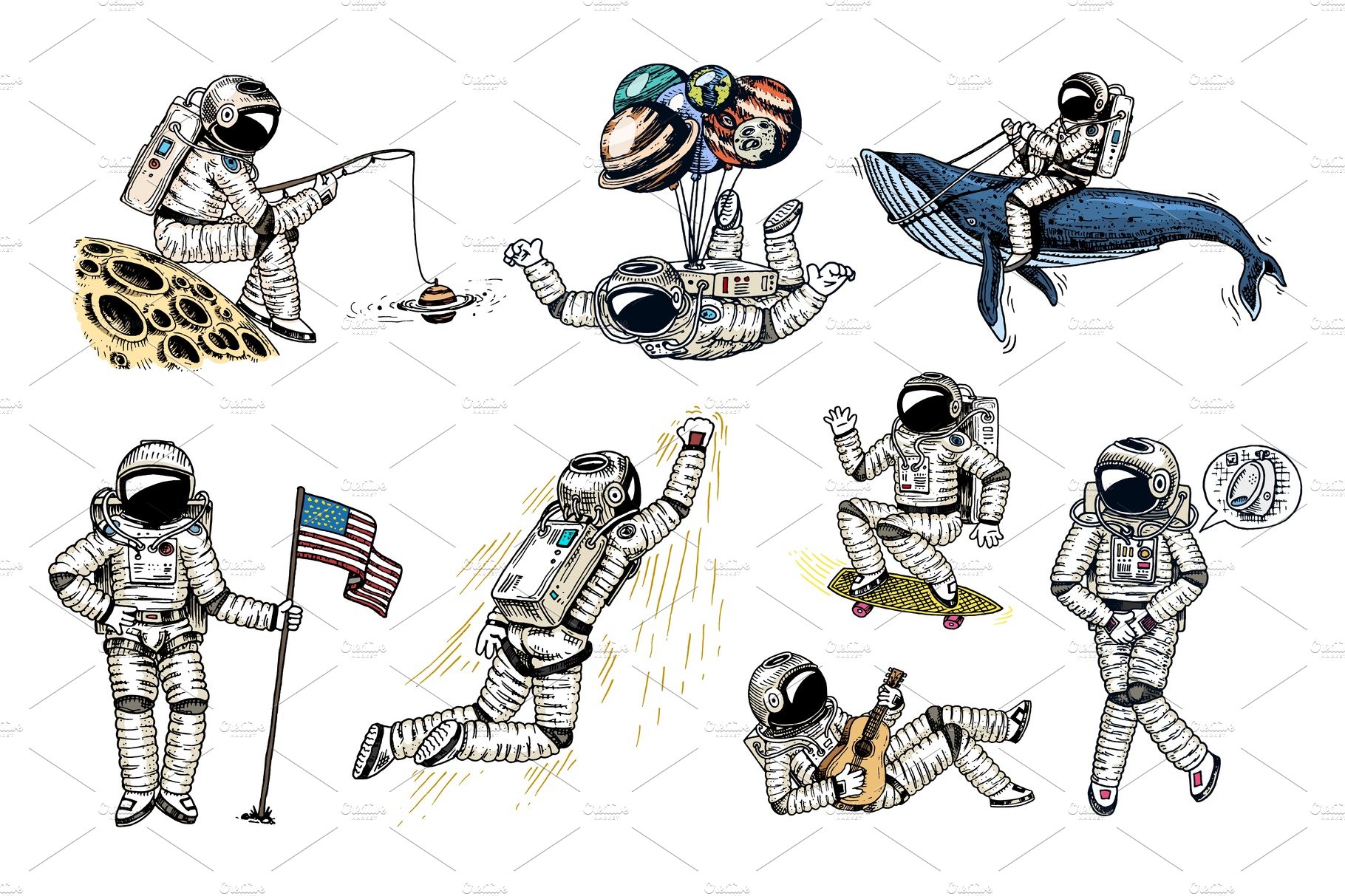 Set of Astronauts in space cover image.