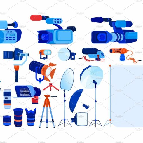 Photo video camera equipment vector cover image.