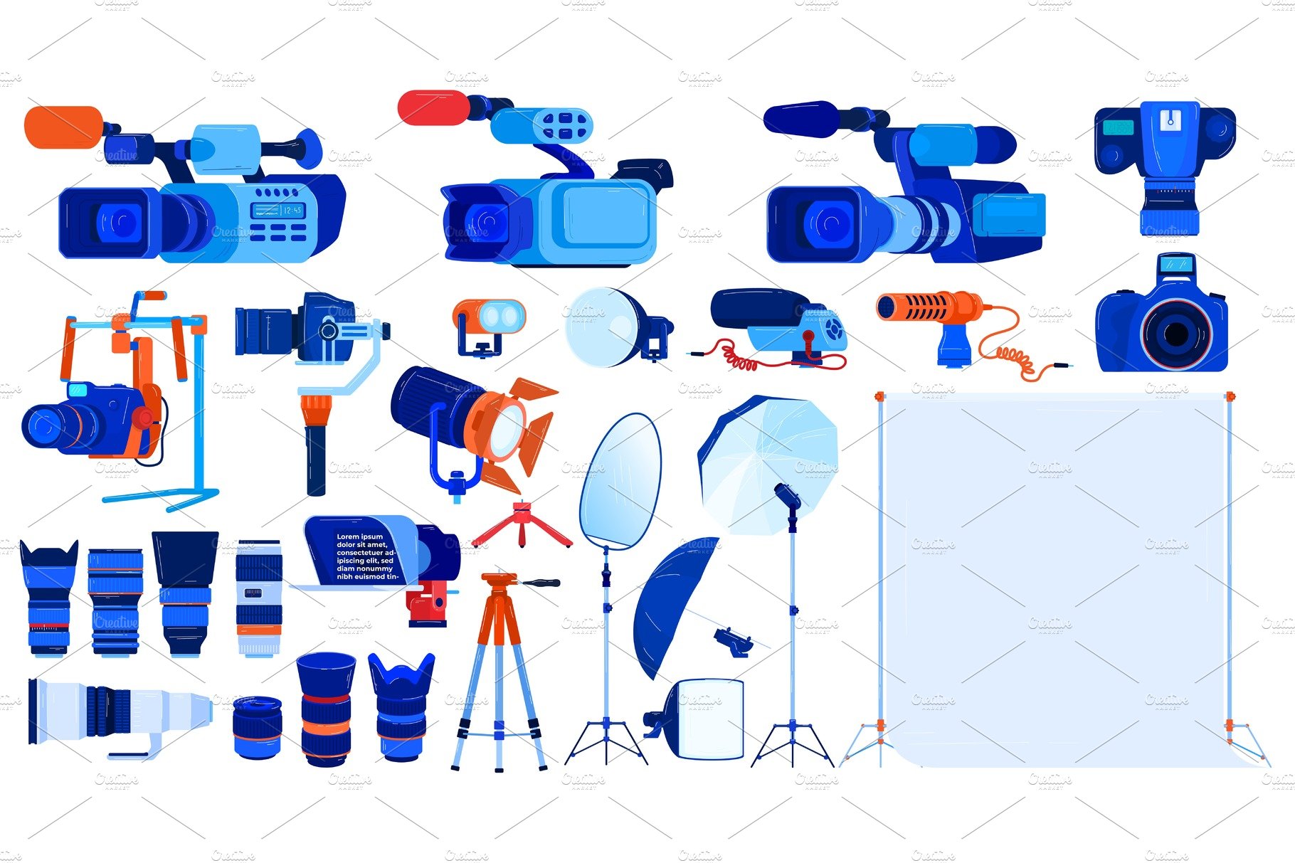 Photo video camera equipment vector cover image.