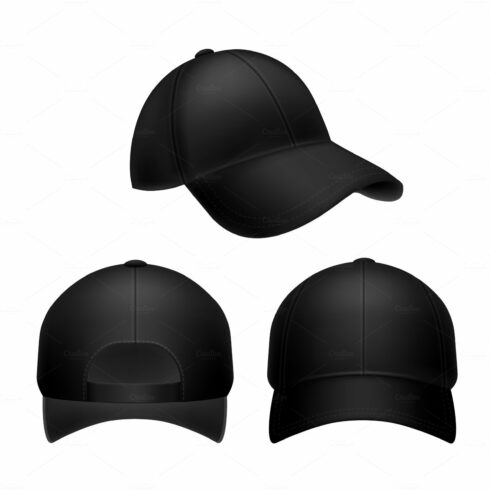 Black baseball cap. Empty hat mockup cover image.