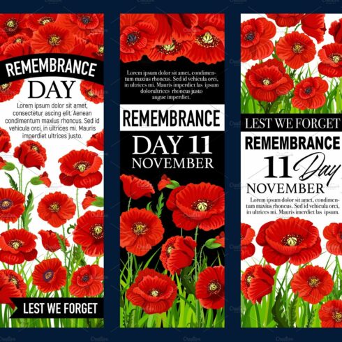 Poppy flower banner for Remembrance Day design cover image.