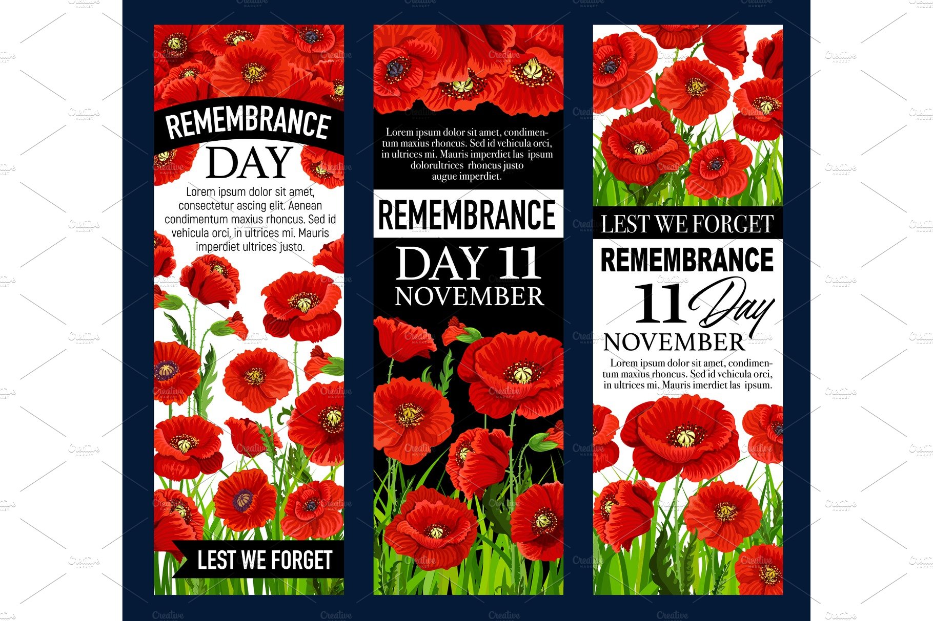 Poppy flower banner for Remembrance Day design cover image.