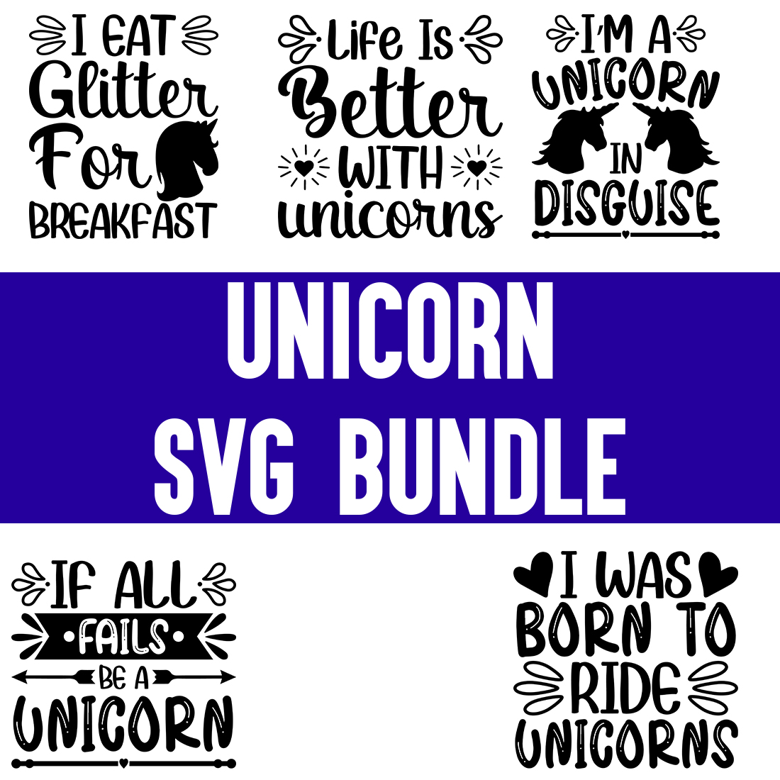 Unicorn svg Bundle cover image.