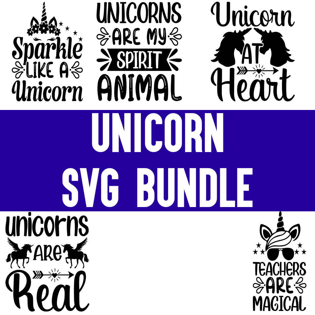 Unicorn svg Bundle cover image.