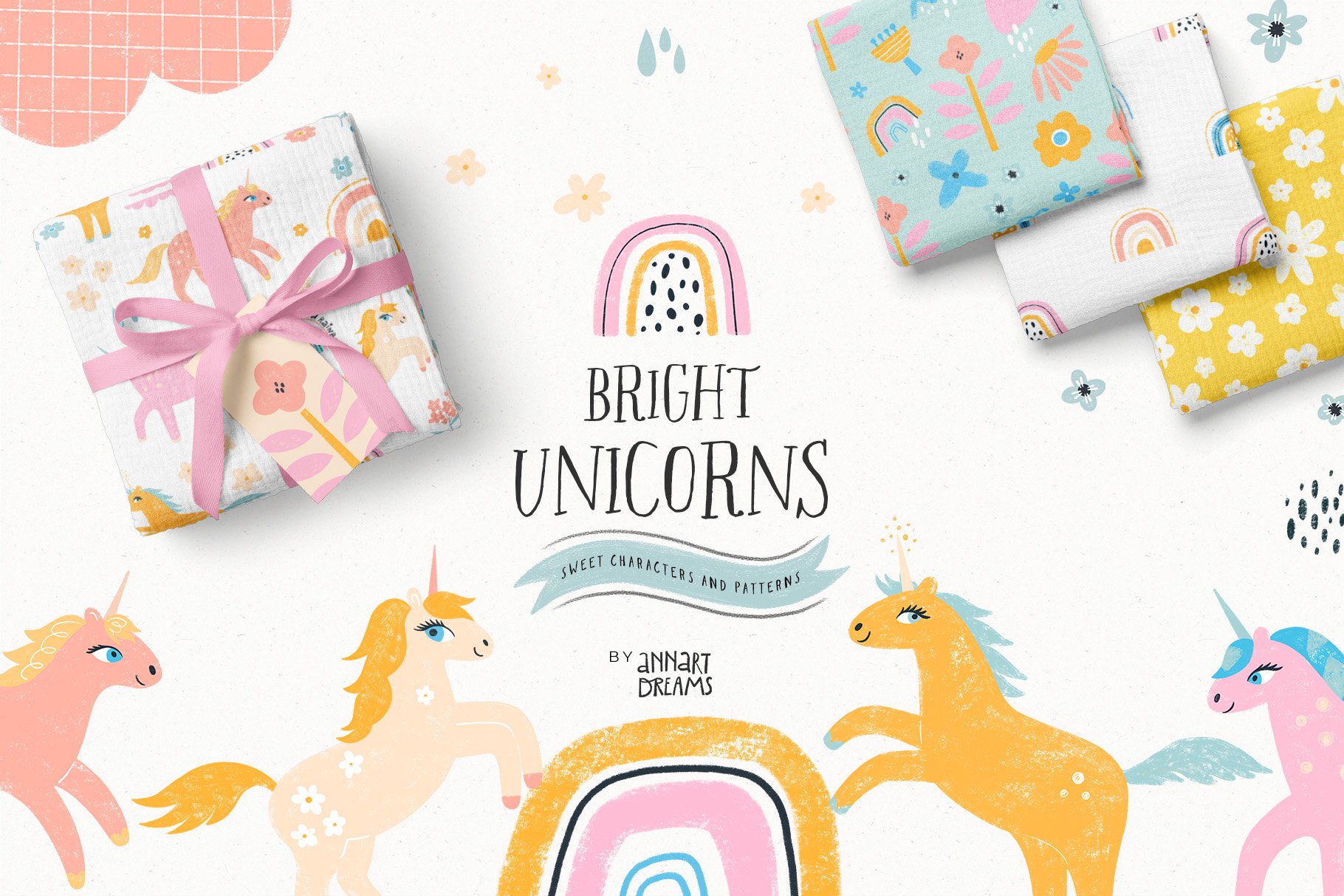 Bright Unicorns, Rainbows & Flowers cover image.