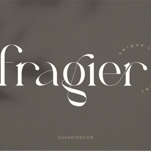 Fragier unique ligature serif font cover image.