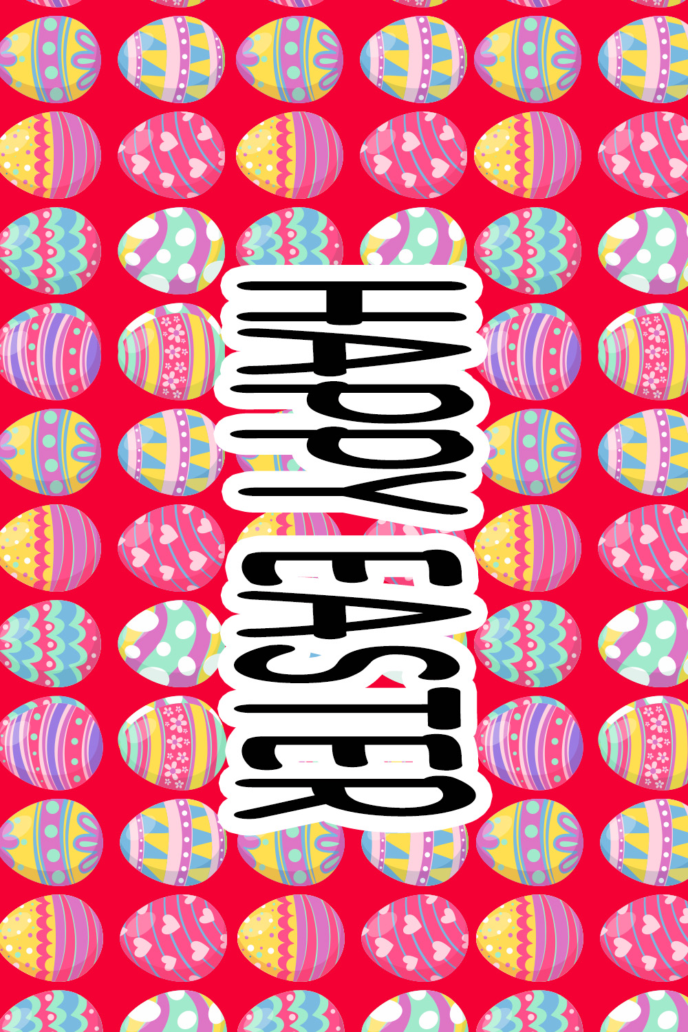 Hand drawn easter day eggs with happy colours pinterest preview image.