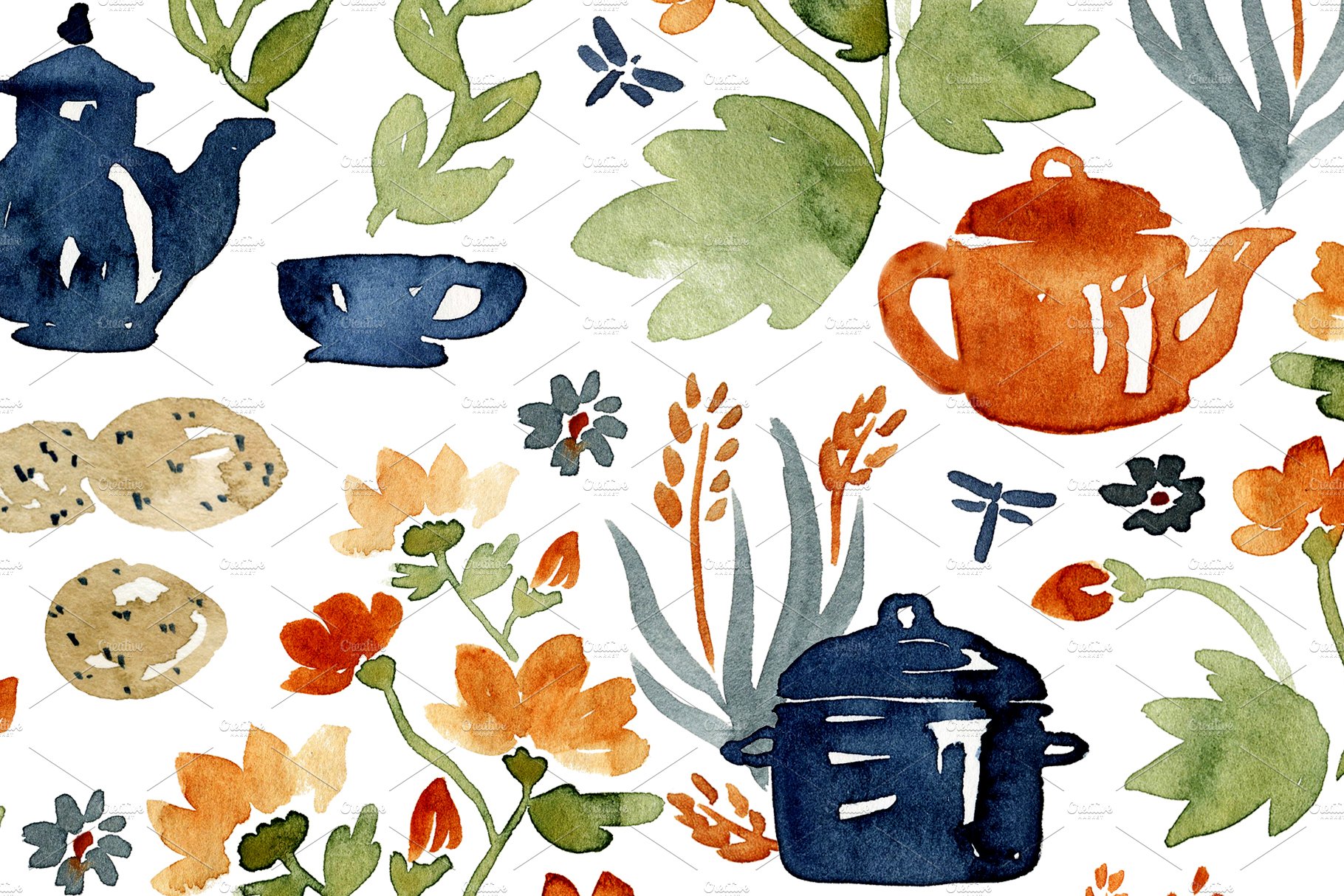Garden Teatime. Seamless pattern. cover image.