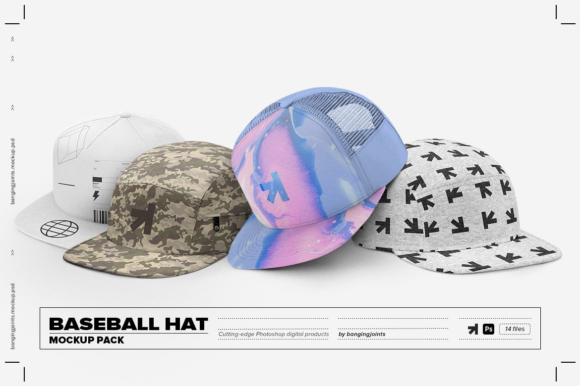 Baseball Hat Full Cap Trucker Mockup cover image.