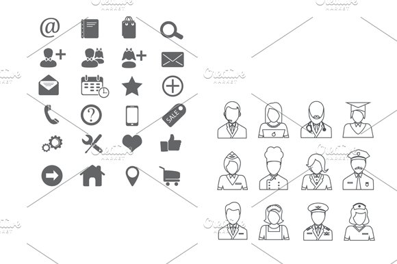 Icons collections in line art cover image.