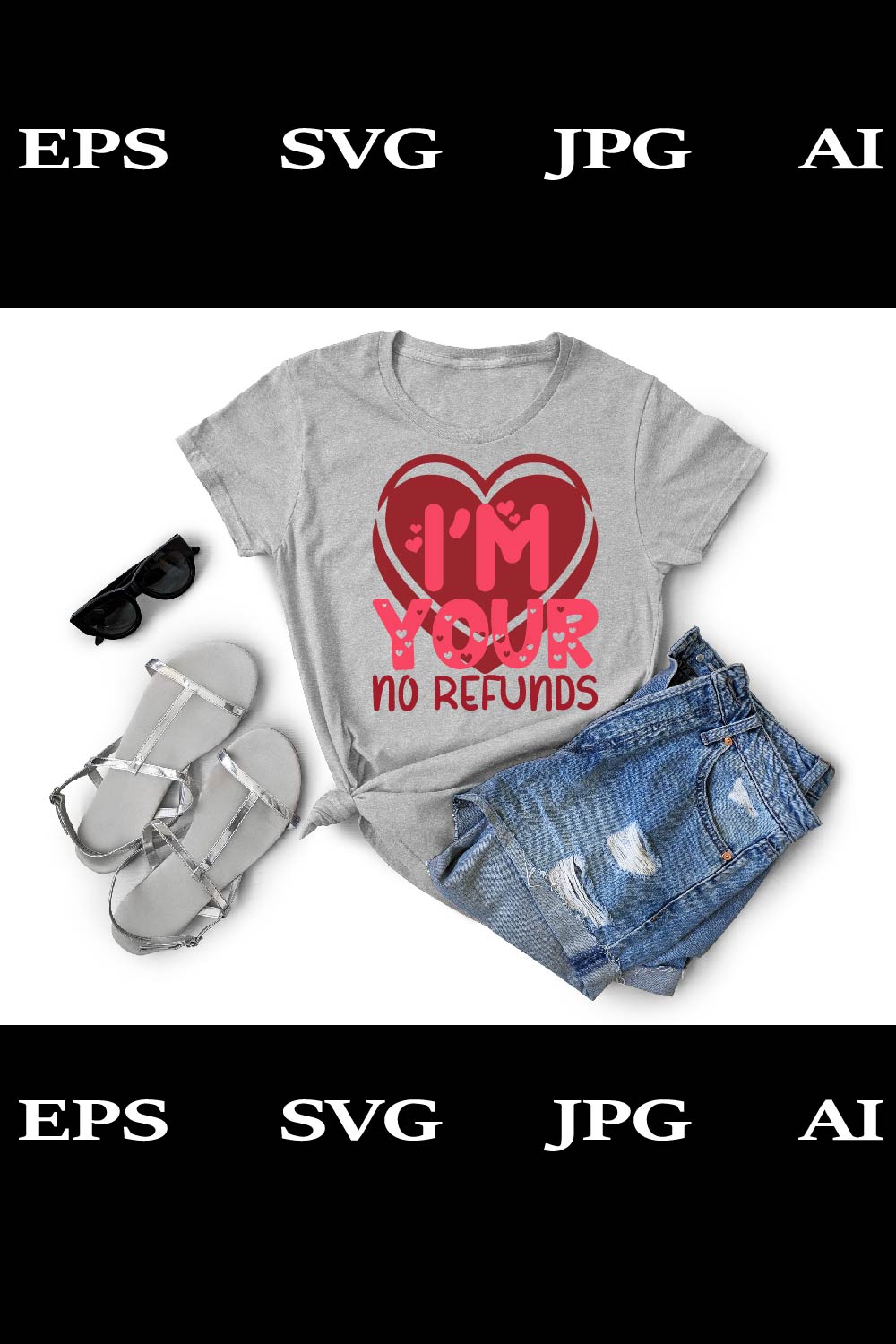 I'm Yours No Refunds T-Shirt Cut File pinterest preview image.