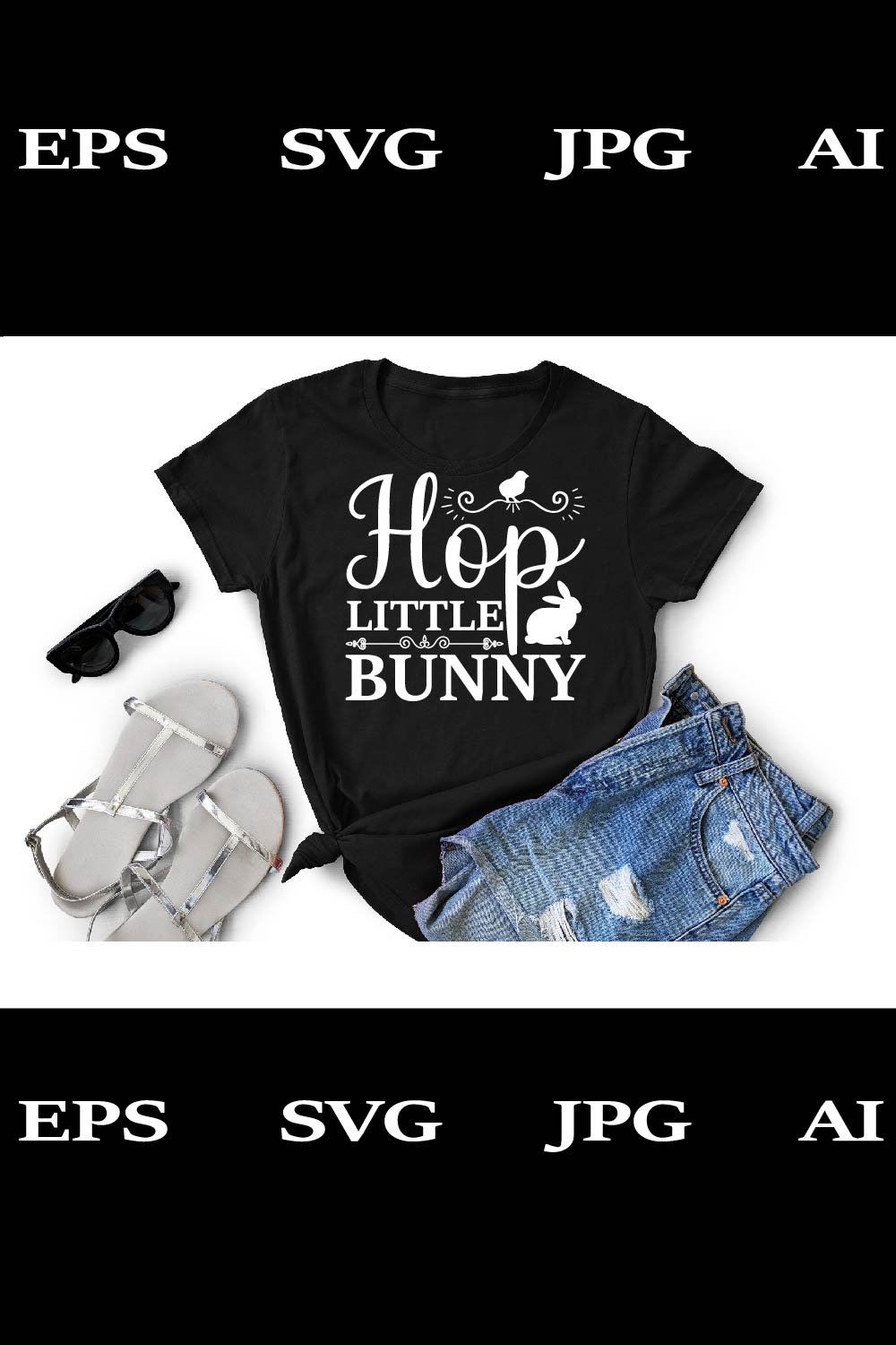 Hop Little Bunny Svg File pinterest preview image.