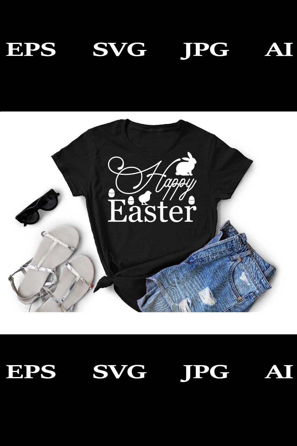 Happy Easter T-Shirt File pinterest preview image.