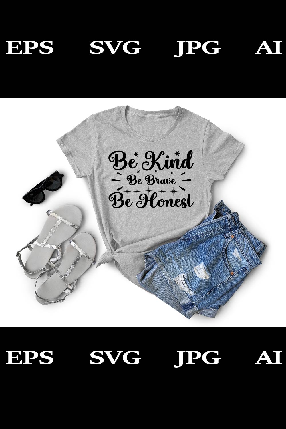 Be Kind Be Brave Be Honest T-Shirt Cut file pinterest preview image.