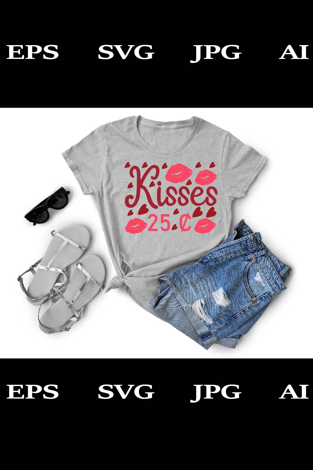 Kisses 25 C/ T-Shirt Cut File pinterest preview image.